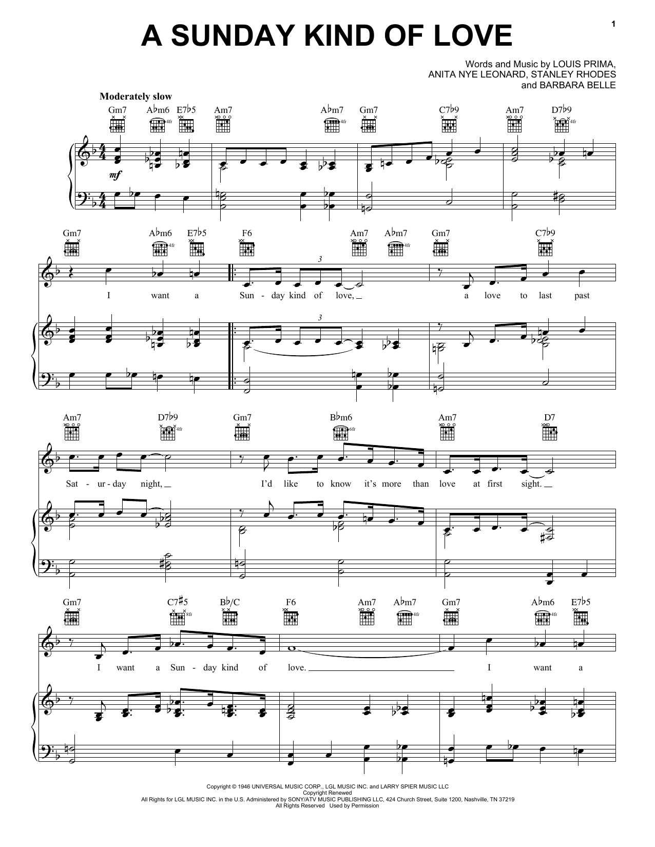 The Harptones A Sunday Kind Of Love sheet music notes and chords arranged for Piano, Vocal & Guitar Chords (Right-Hand Melody)