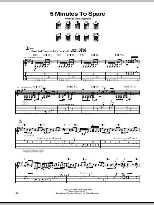 The Hellecasters 5 Minutes To Spare sheet music notes and chords arranged for Guitar Tab