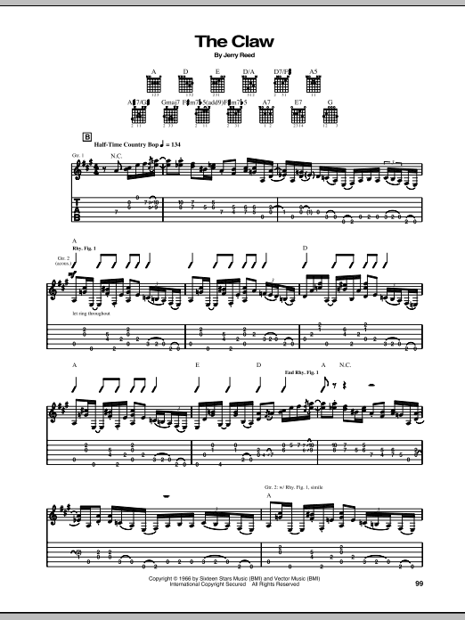 The Hellecasters The Claw sheet music notes and chords arranged for Guitar Tab