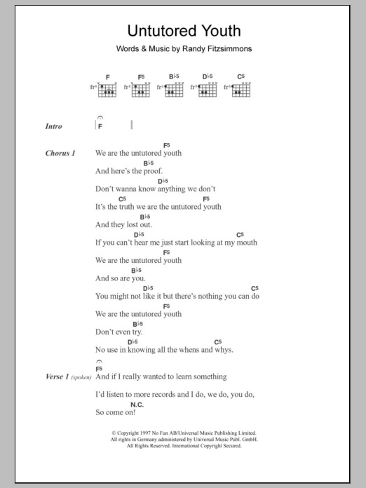 The Hives Untutored Youth sheet music notes and chords arranged for Guitar Tab