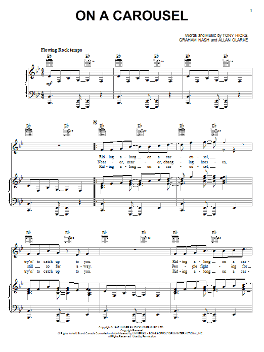 The Hollies On A Carousel sheet music notes and chords arranged for Lead Sheet / Fake Book