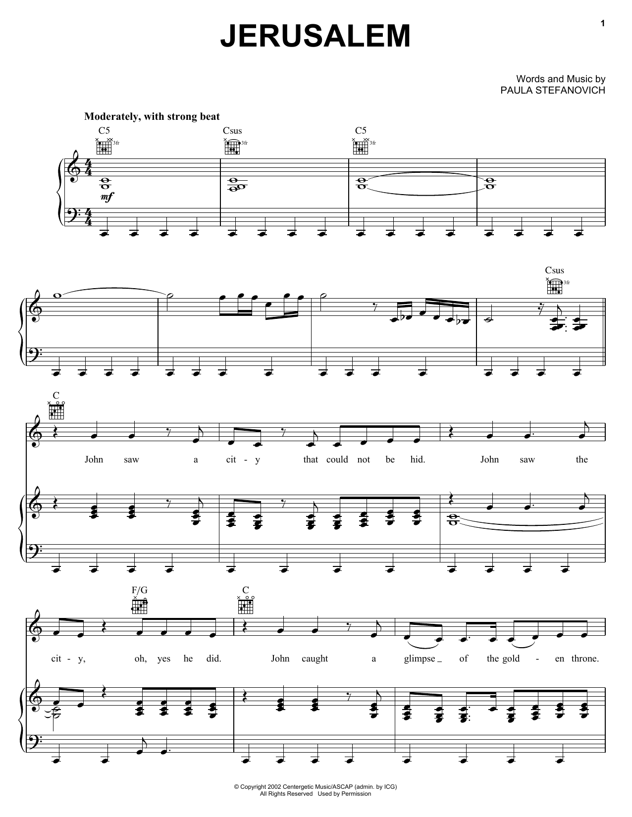 The Hoppers Jerusalem sheet music notes and chords arranged for Piano, Vocal & Guitar Chords (Right-Hand Melody)