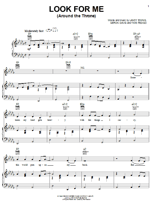 The Hoppers Look For Me (Around The Throne) sheet music notes and chords arranged for Piano, Vocal & Guitar Chords (Right-Hand Melody)