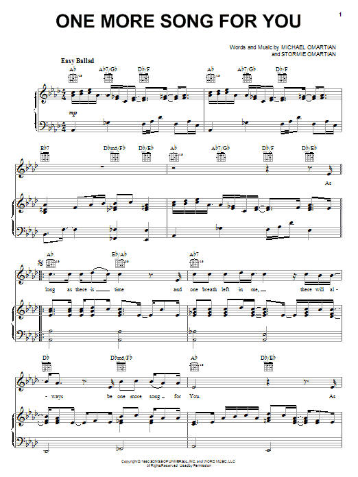 The Imperials One More Song For You sheet music notes and chords arranged for Piano, Vocal & Guitar Chords (Right-Hand Melody)
