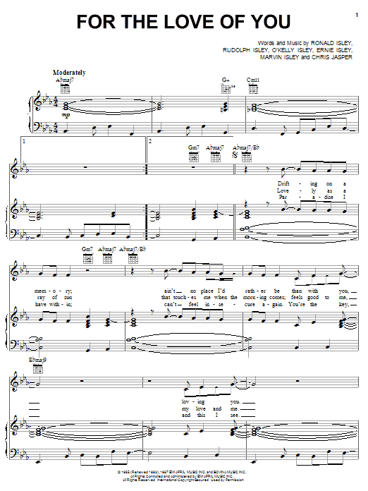 The Isley Brothers For The Love Of You sheet music notes and chords arranged for Piano, Vocal & Guitar Chords (Right-Hand Melody)