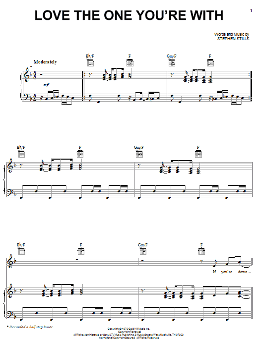 The Isley Brothers Love The One You're With sheet music notes and chords arranged for Keyboard Transcription