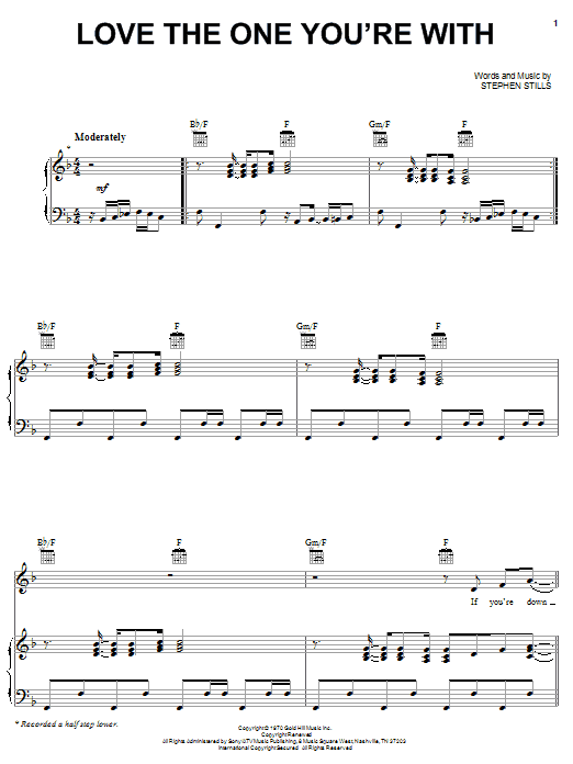 The Isley Brothers Love The One You're With sheet music notes and chords arranged for Lead Sheet / Fake Book