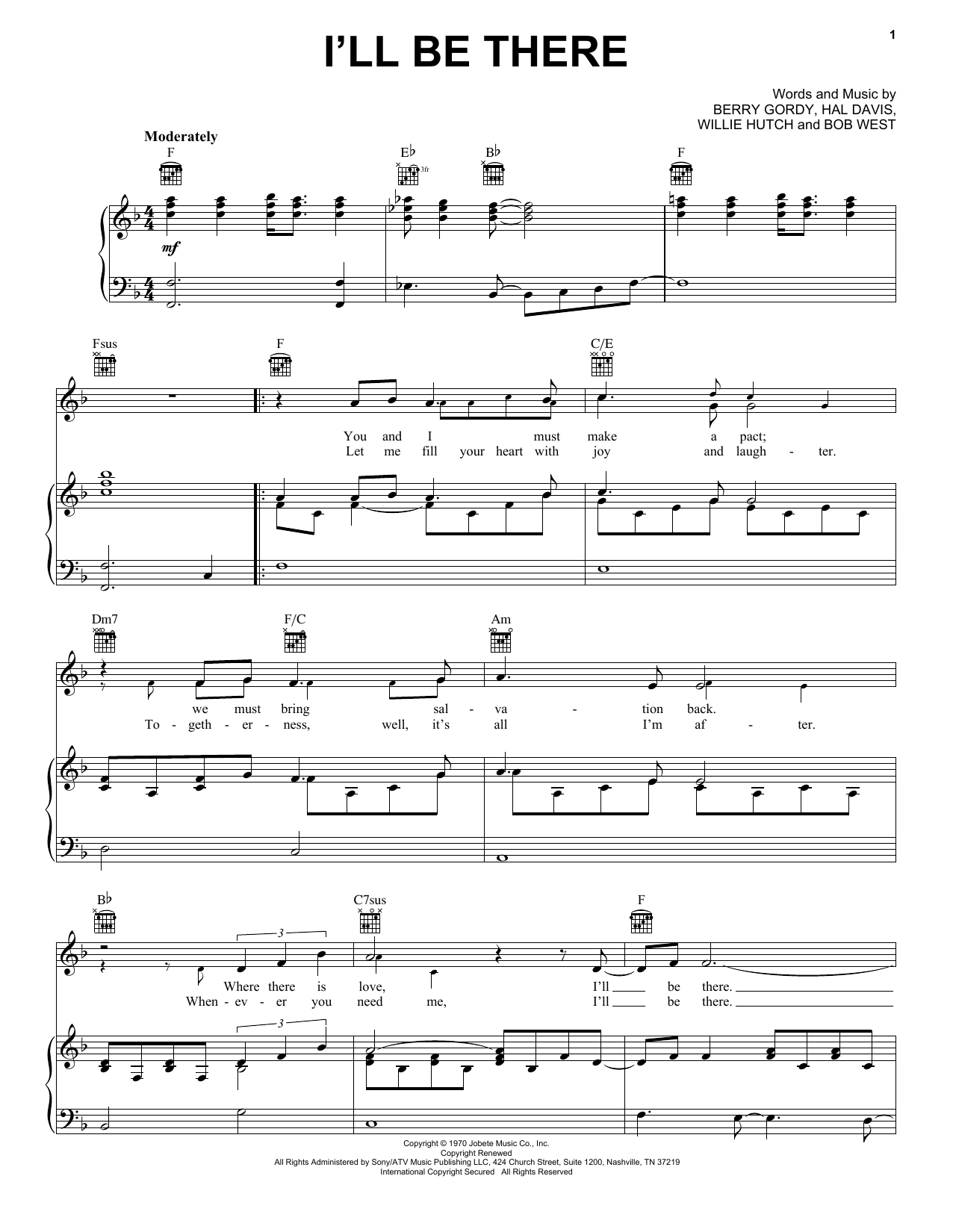 The Jackson 5 I'll Be There sheet music notes and chords arranged for Clarinet Solo