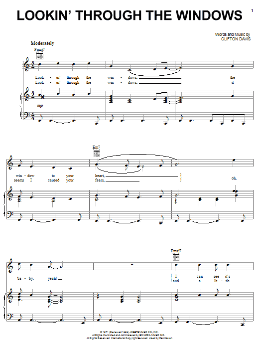 The Jackson 5 Lookin' Through The Windows sheet music notes and chords arranged for Easy Piano