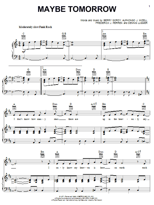 The Jackson 5 Maybe Tomorrow sheet music notes and chords arranged for Easy Guitar