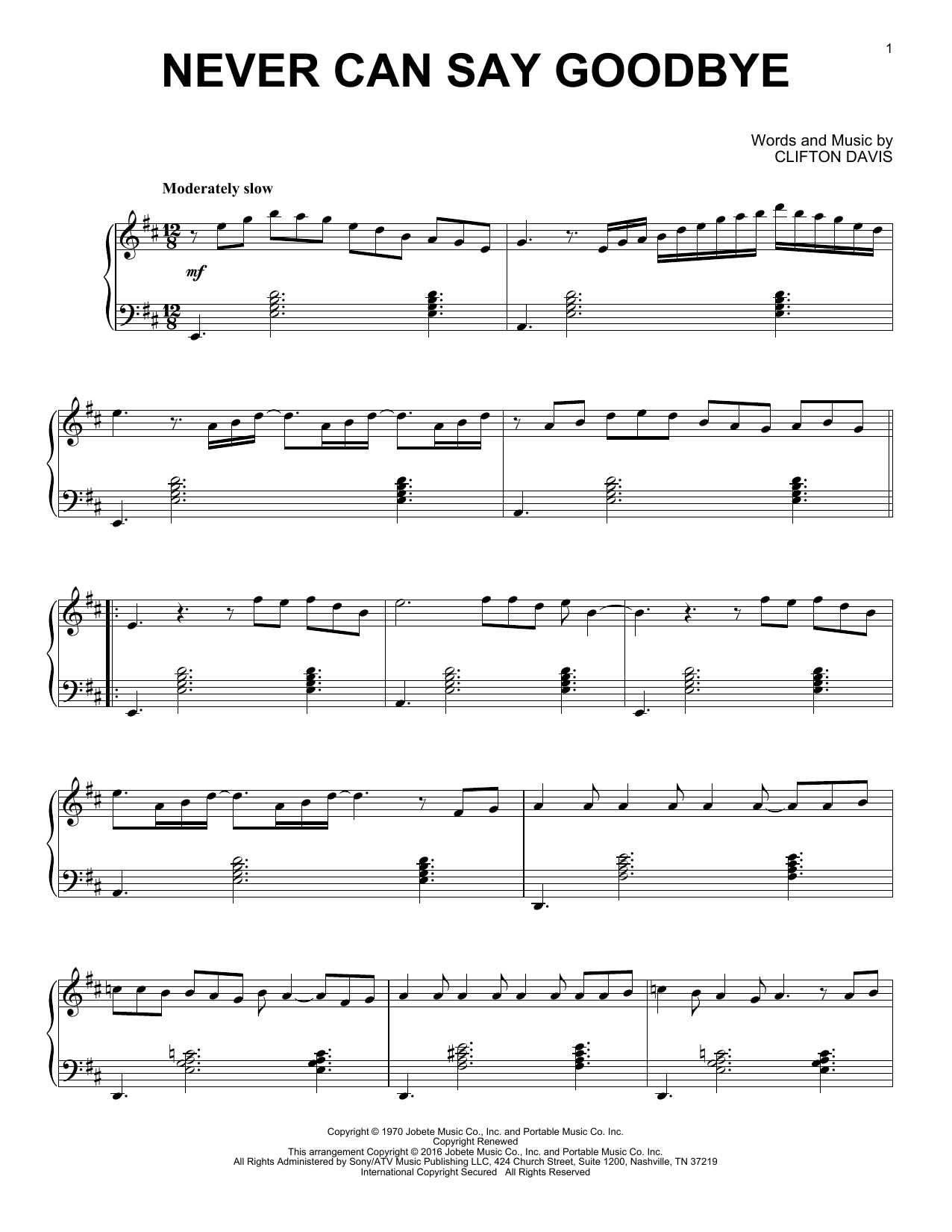The Jackson 5 Never Can Say Goodbye [Jazz version] sheet music notes and chords arranged for Piano Solo