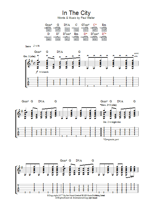 The Jam In The City sheet music notes and chords arranged for Guitar Tab