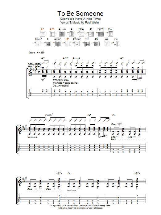The Jam To Be Someone (Didn't We Have A Nice Time) sheet music notes and chords arranged for Guitar Tab