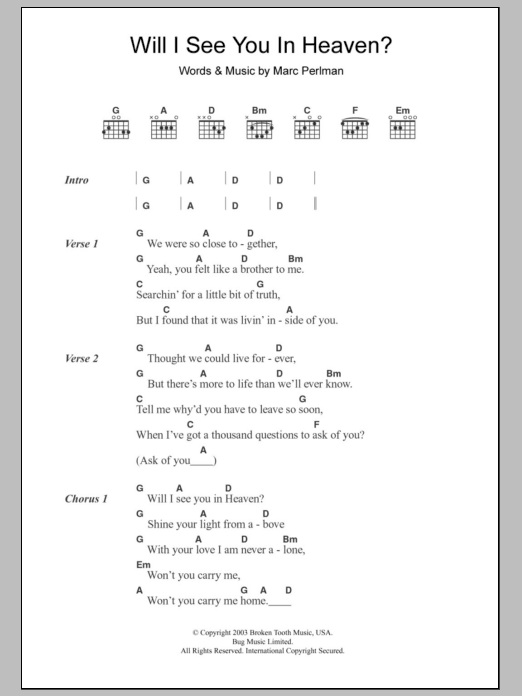 The Jayhawks Will I See You In Heaven sheet music notes and chords arranged for Guitar Chords/Lyrics