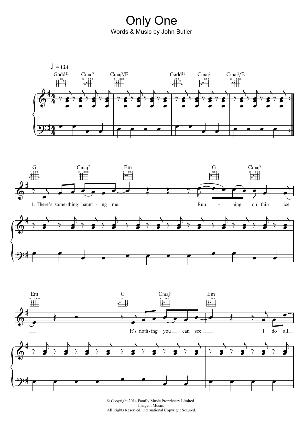 The John Butler Trio Only One sheet music notes and chords arranged for Piano, Vocal & Guitar Chords