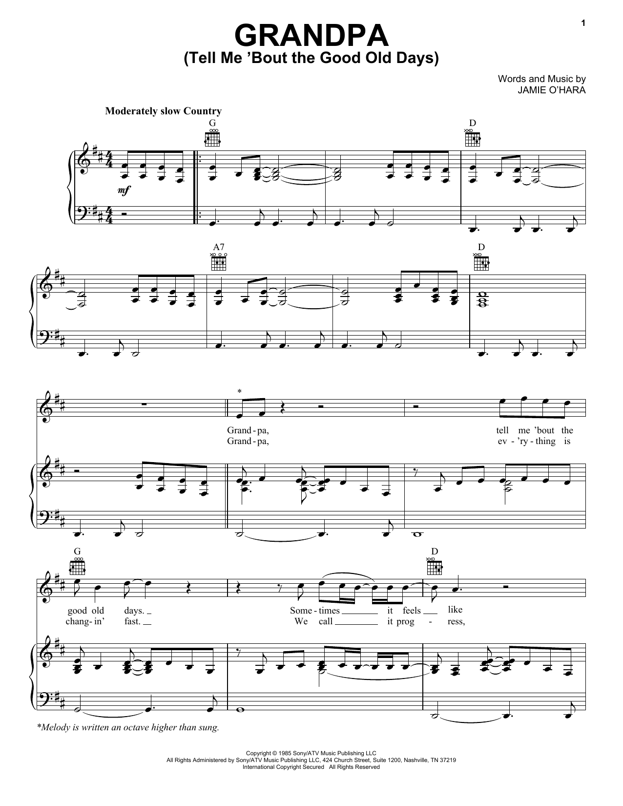 The Judds Grandpa (Tell Me 'Bout The Good Old Days) sheet music notes and chords arranged for Educational Piano