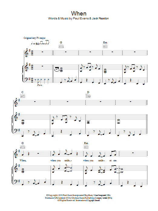 The Kalin Twins When sheet music notes and chords arranged for Piano, Vocal & Guitar Chords