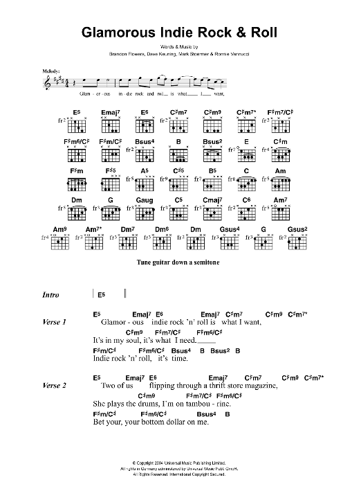 The Killers Glamorous Indie Rock And Roll sheet music notes and chords arranged for Guitar Chords/Lyrics