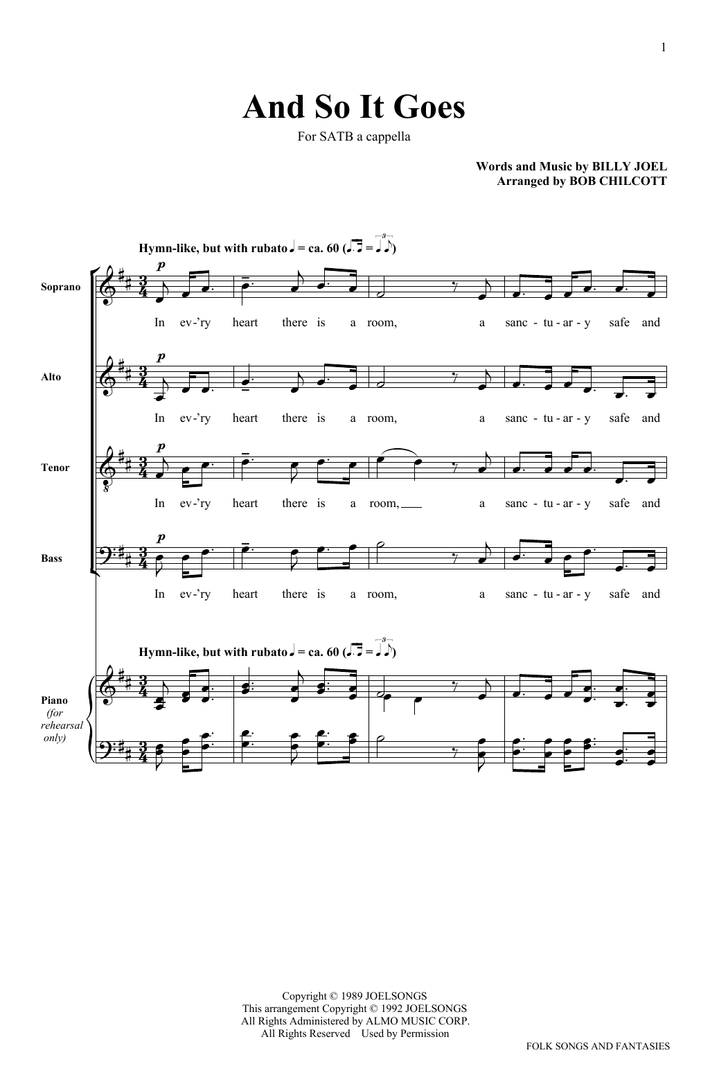 The King's Singers And So It Goes sheet music notes and chords arranged for SATB Choir