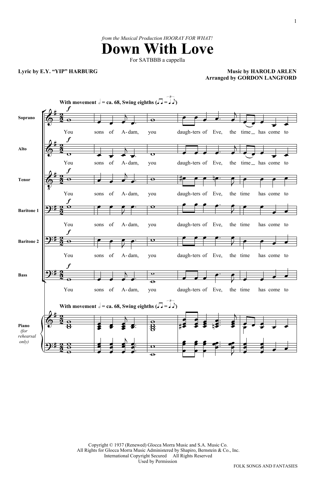 The King's Singers Down With Love sheet music notes and chords arranged for SATB Choir