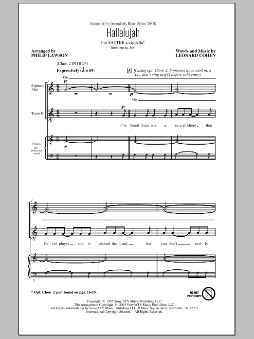 The King's Singers Hallelujah (arr. Philip Lawson) sheet music notes and chords arranged for SATB Choir