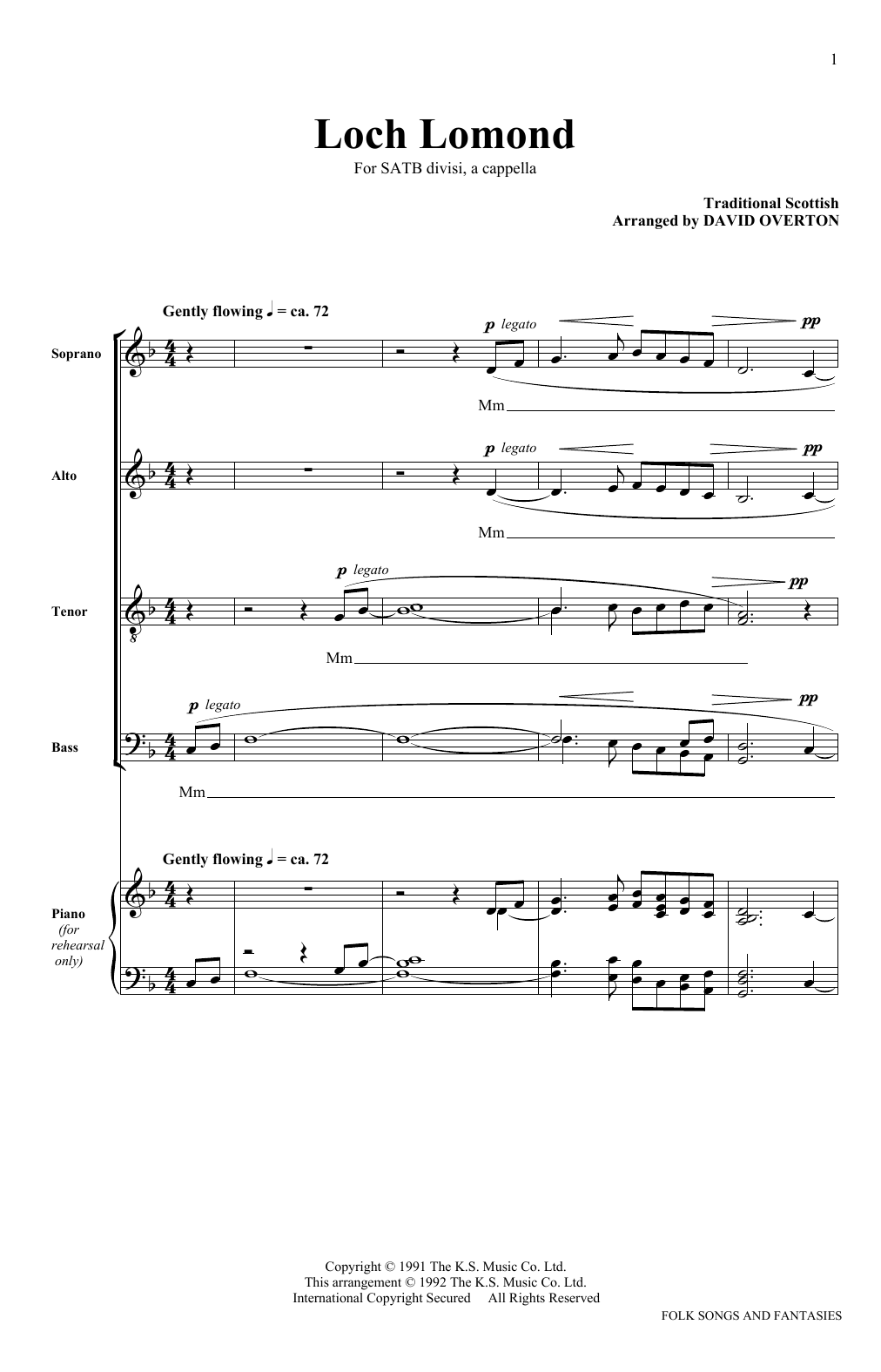 The King's Singers Loch Lomond sheet music notes and chords arranged for SATB Choir