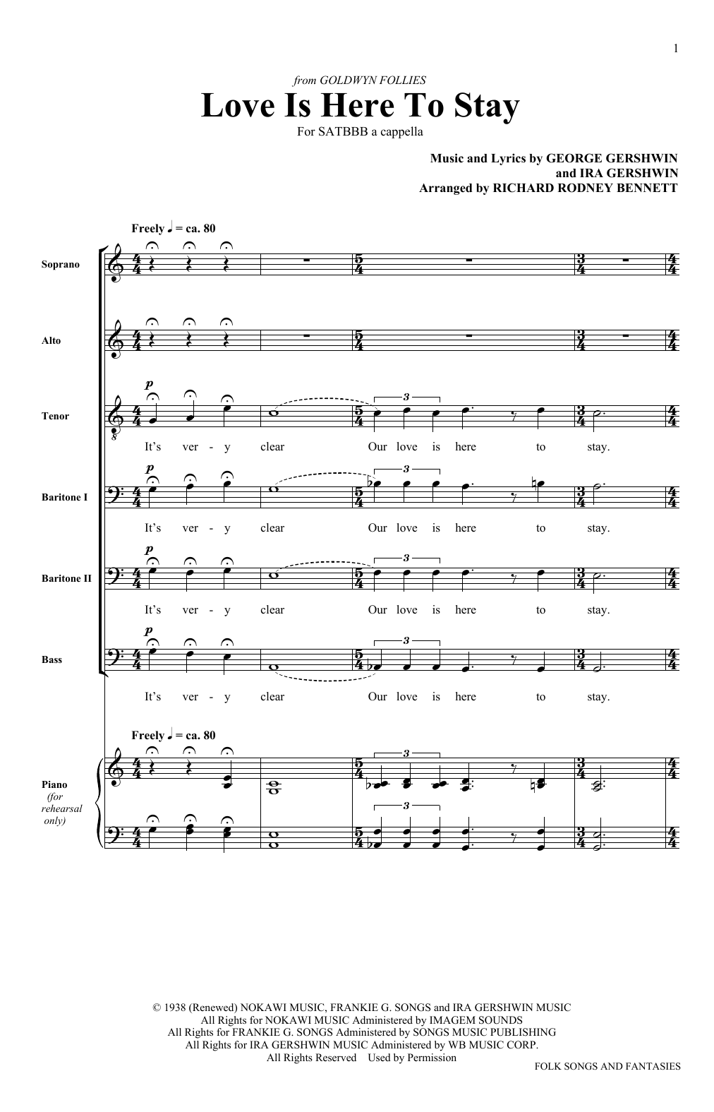The King's Singers Love Is Here To Stay sheet music notes and chords arranged for SATB Choir