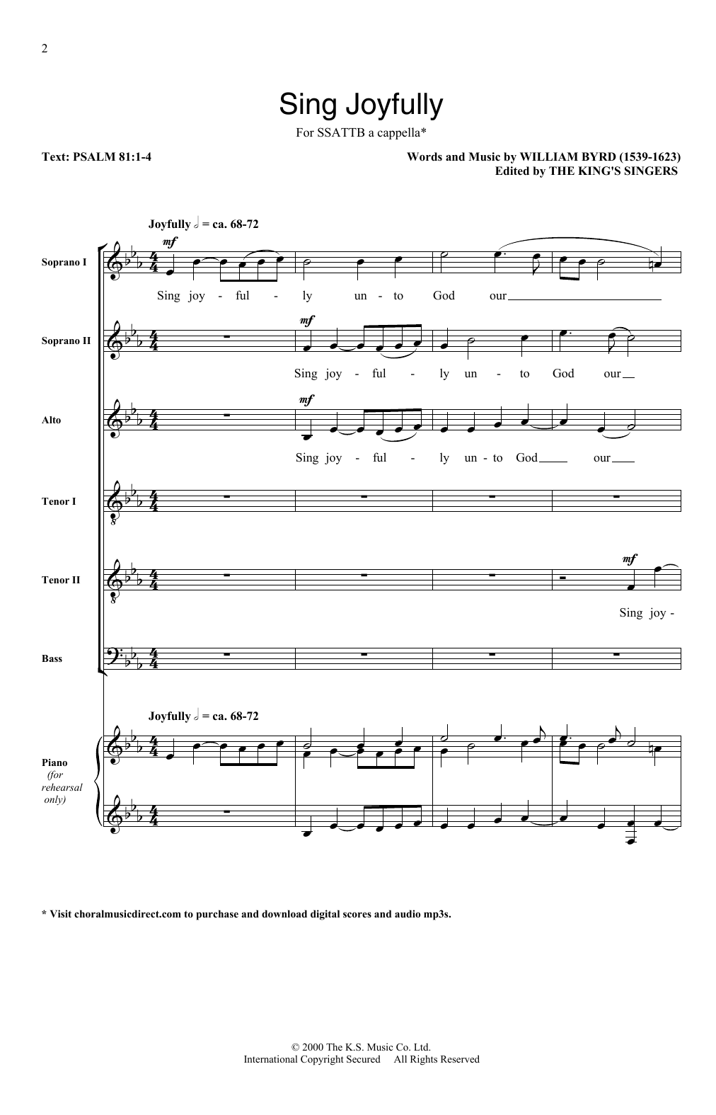 The King's Singers Sing Joyfully sheet music notes and chords arranged for SATB Choir
