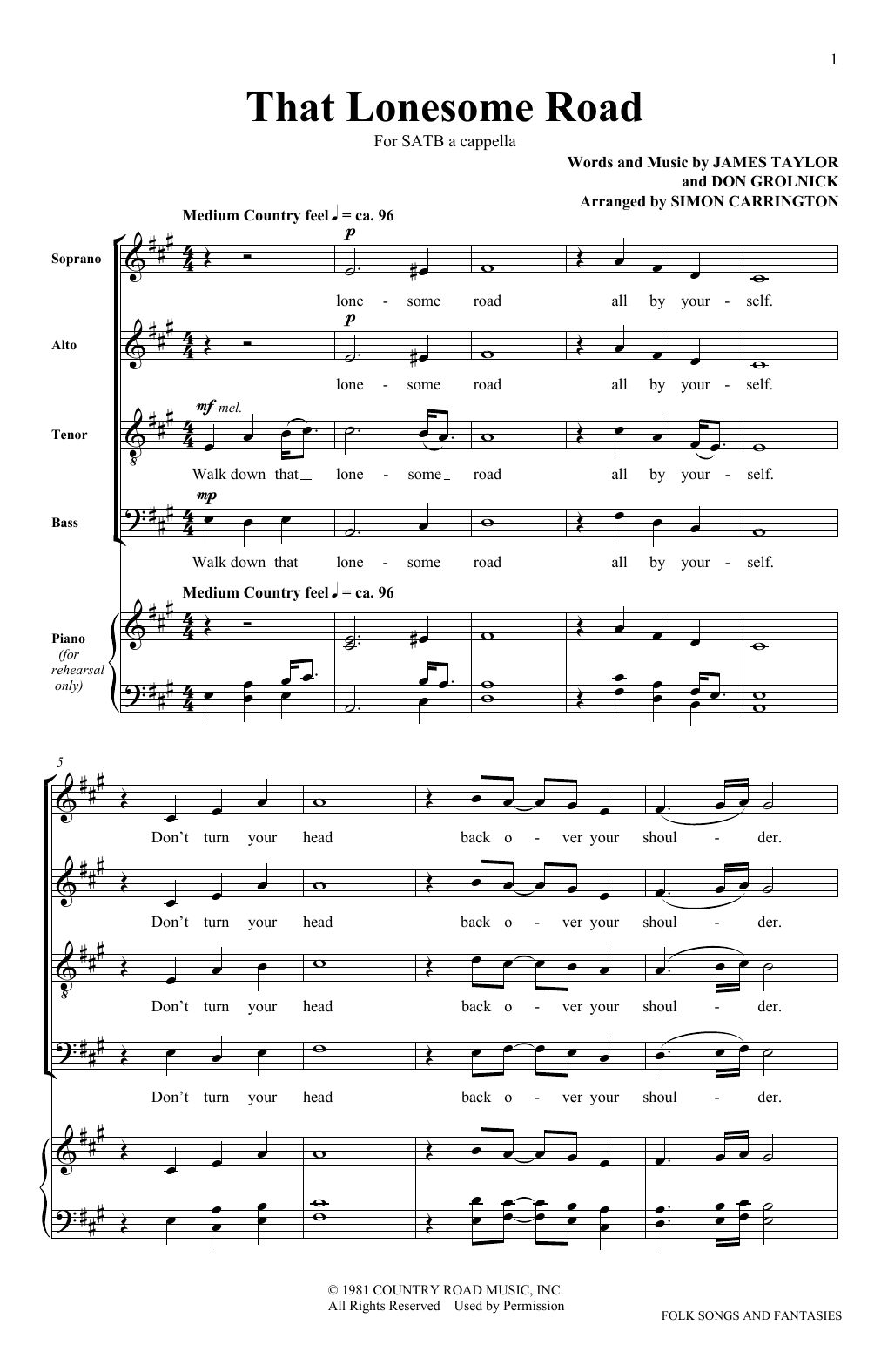 The King's Singers That Lonesome Road sheet music notes and chords arranged for SATB Choir