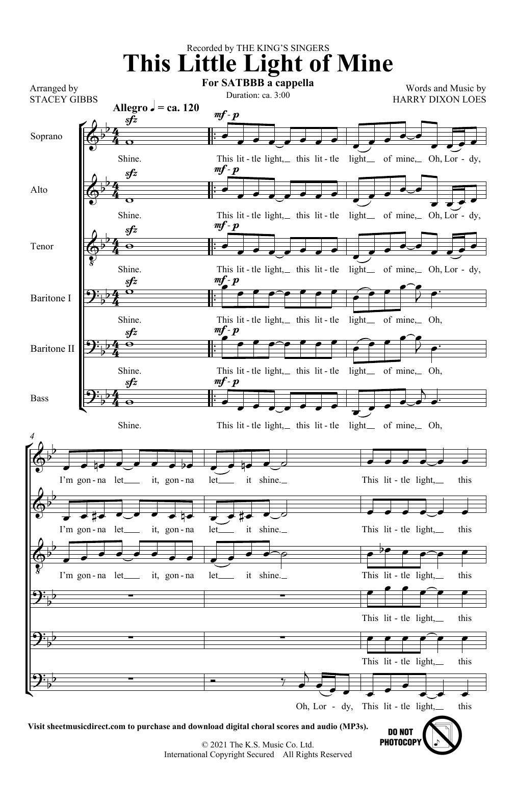 The King's Singers This Little Light Of Mine (arr. Stacey V. Gibbs) sheet music notes and chords arranged for SATB Choir