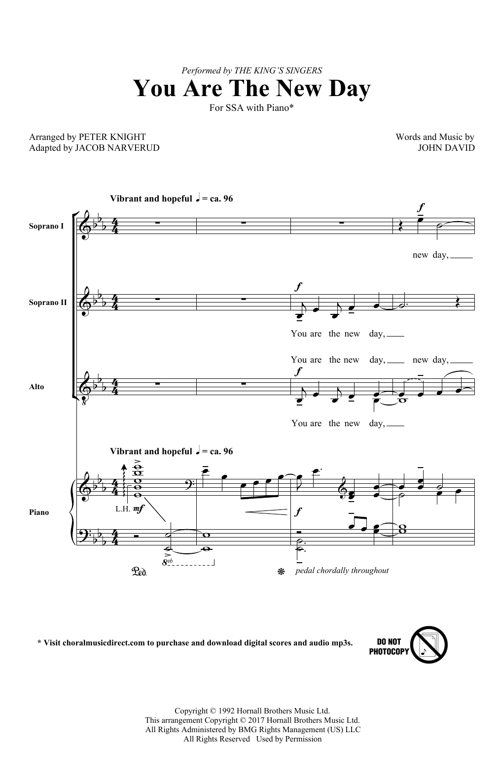 The King's Singers You Are The New Day (arr. Jacob Narverud) sheet music notes and chords arranged for SSA Choir