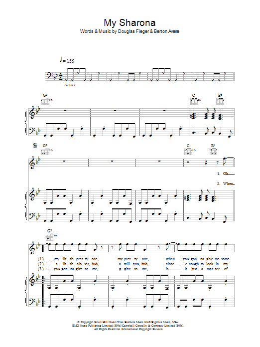 The Knack My Sharona sheet music notes and chords arranged for Drums