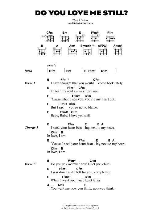 The Kooks Do You Love Me Still? sheet music notes and chords arranged for Guitar Chords/Lyrics