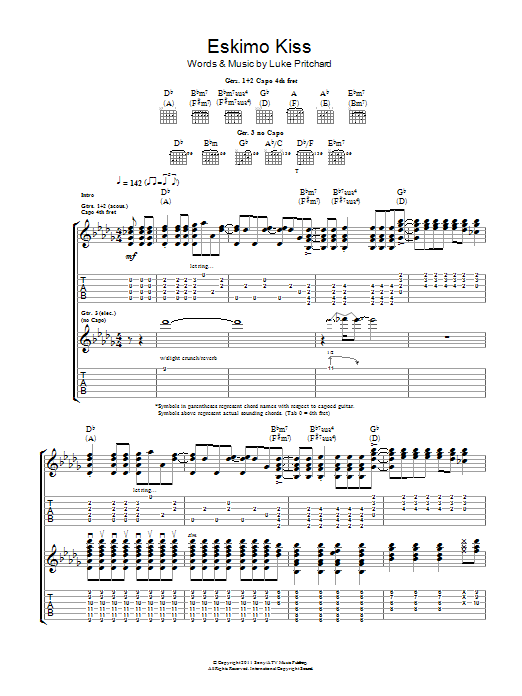 The Kooks Eskimo Kiss sheet music notes and chords arranged for Guitar Tab