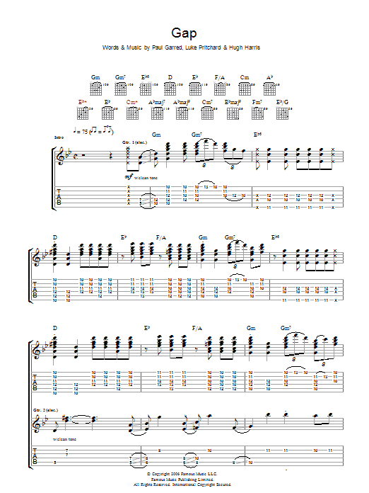 The Kooks Gap sheet music notes and chords arranged for Guitar Tab