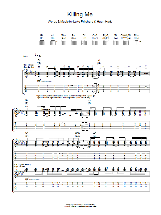 The Kooks Killing Me sheet music notes and chords arranged for Guitar Tab
