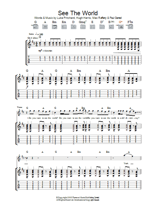 The Kooks See The World sheet music notes and chords arranged for Guitar Tab