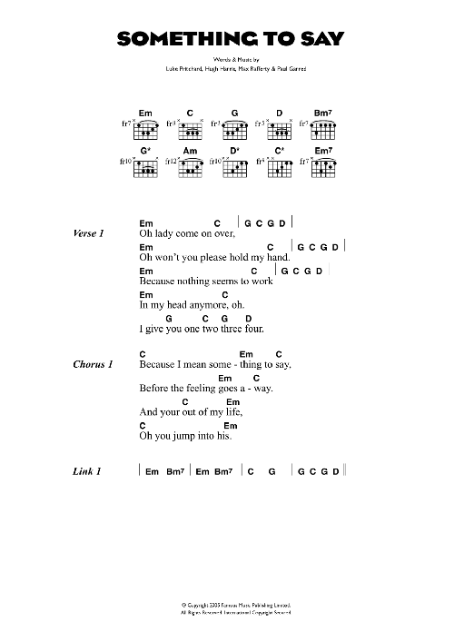 The Kooks Something To Say sheet music notes and chords arranged for Guitar Chords/Lyrics