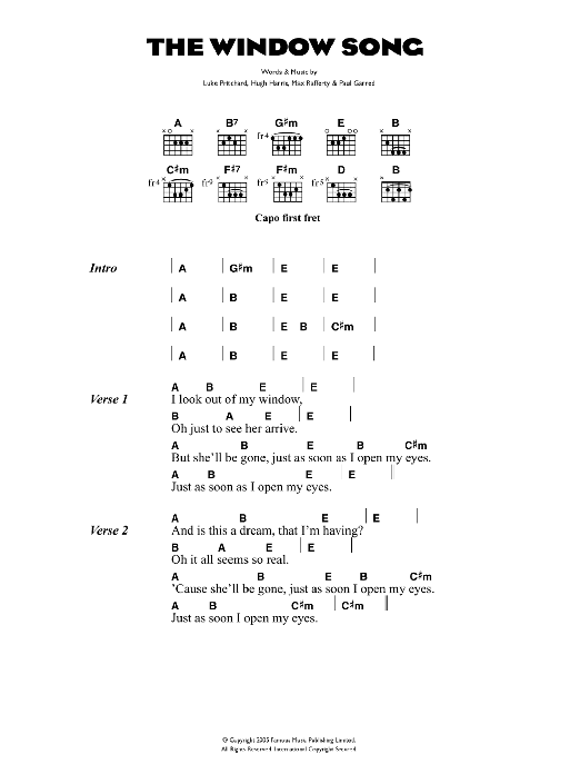 The Kooks The Window Song sheet music notes and chords arranged for Guitar Chords/Lyrics