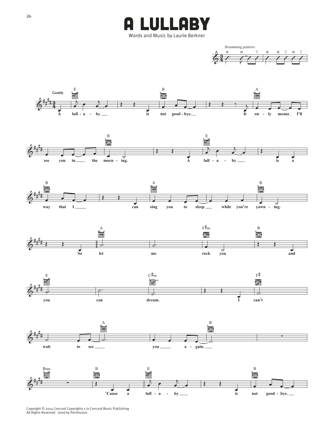 The Laurie Berkner Band A Lullaby sheet music notes and chords arranged for Lead Sheet / Fake Book