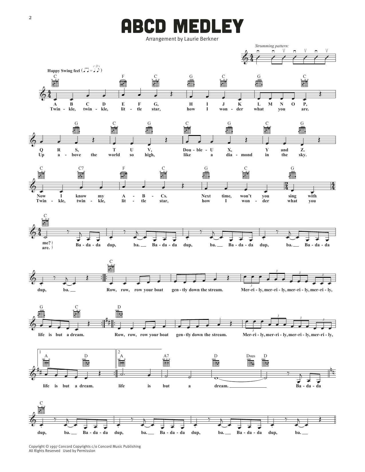The Laurie Berkner Band ABCD Medley sheet music notes and chords arranged for Lead Sheet / Fake Book