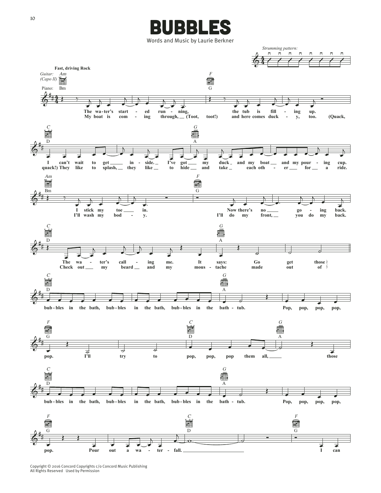 The Laurie Berkner Band Bubbles sheet music notes and chords arranged for Lead Sheet / Fake Book