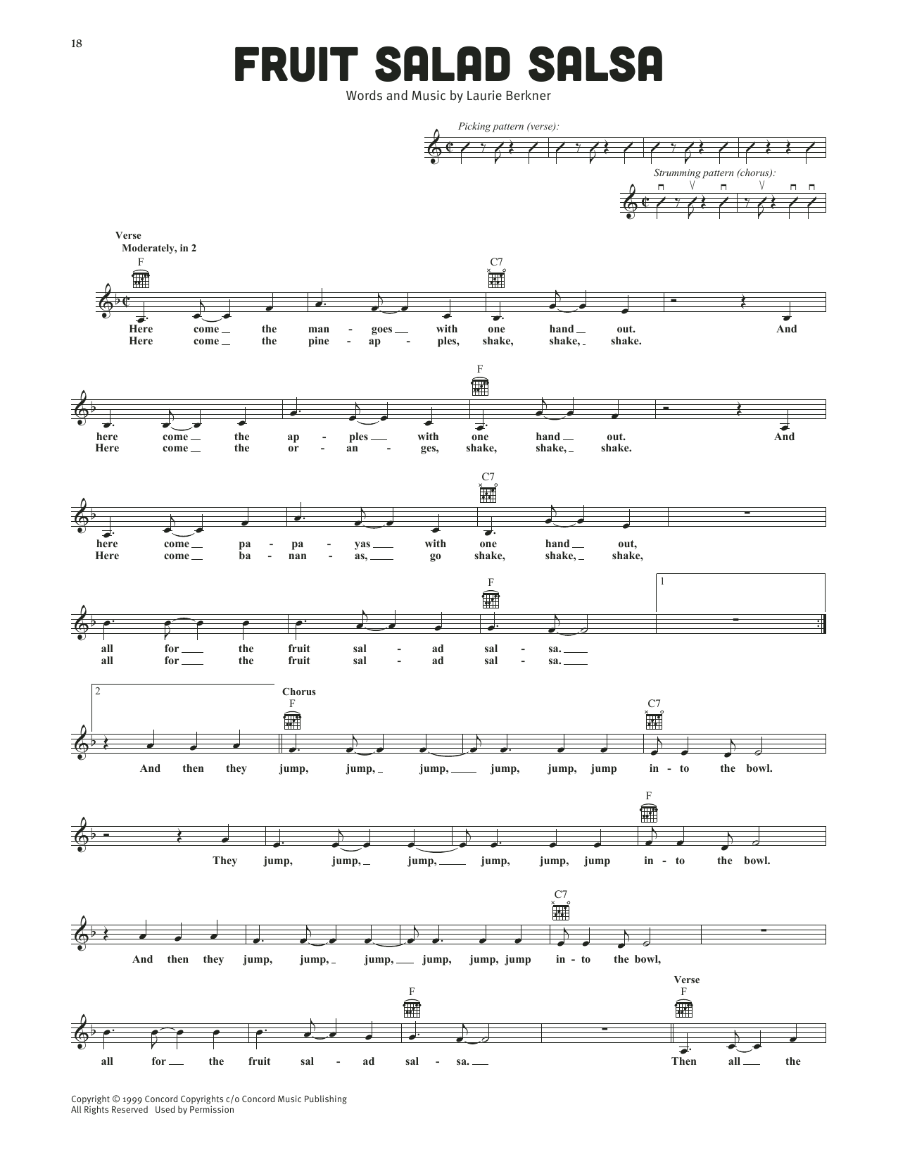 The Laurie Berkner Band Fruit Salad Salsa sheet music notes and chords arranged for Lead Sheet / Fake Book