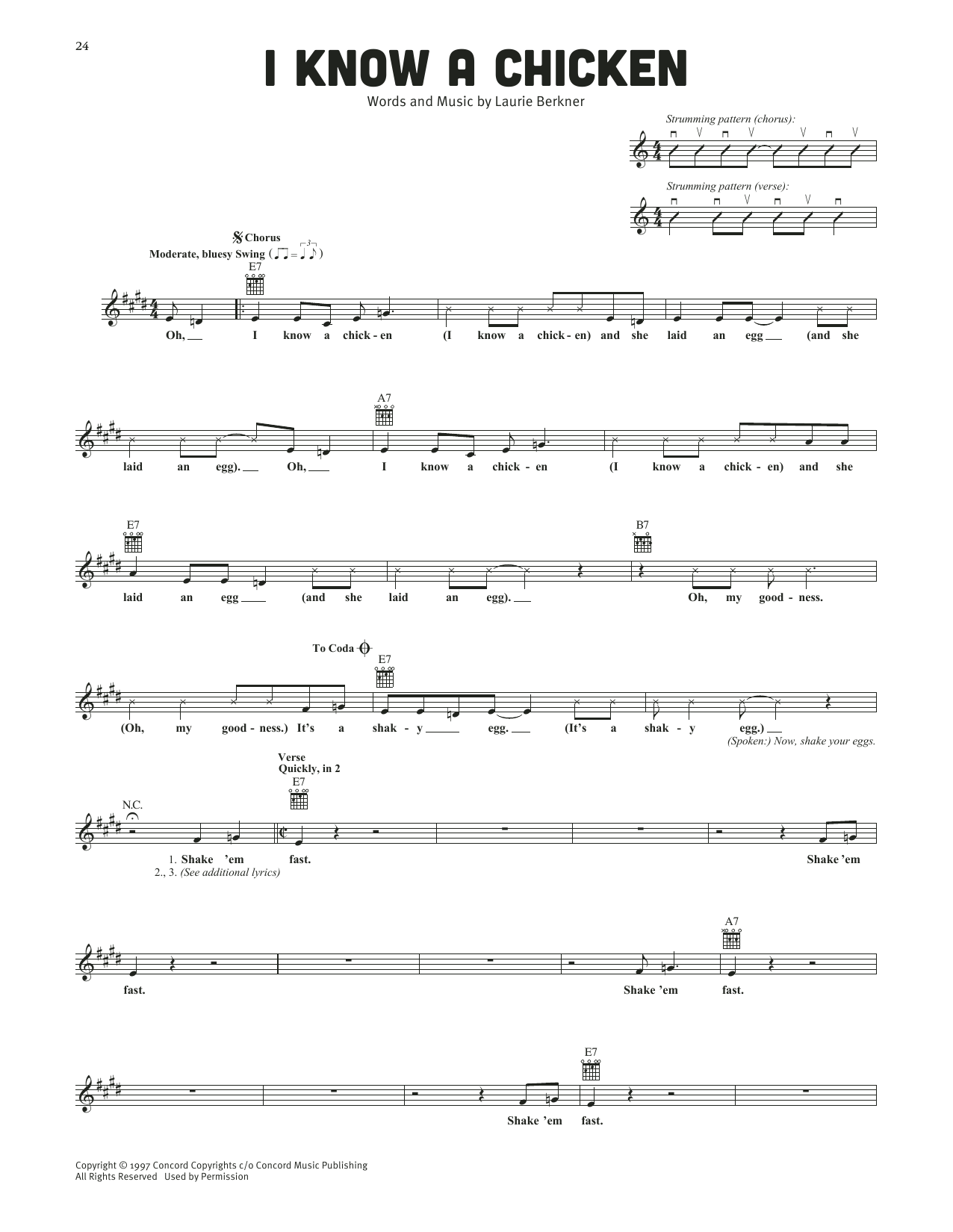 The Laurie Berkner Band I Know A Chicken sheet music notes and chords arranged for Lead Sheet / Fake Book