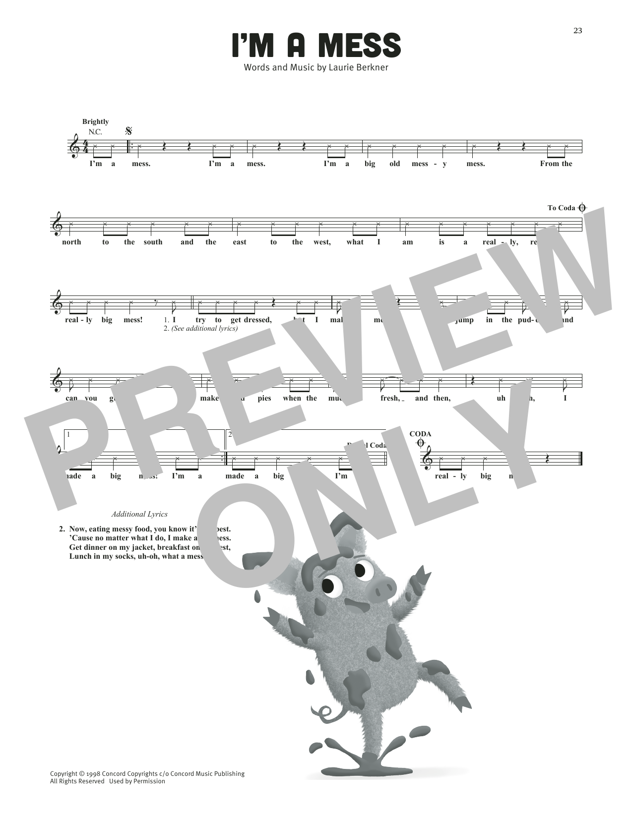 The Laurie Berkner Band I'm A Mess sheet music notes and chords arranged for Lead Sheet / Fake Book