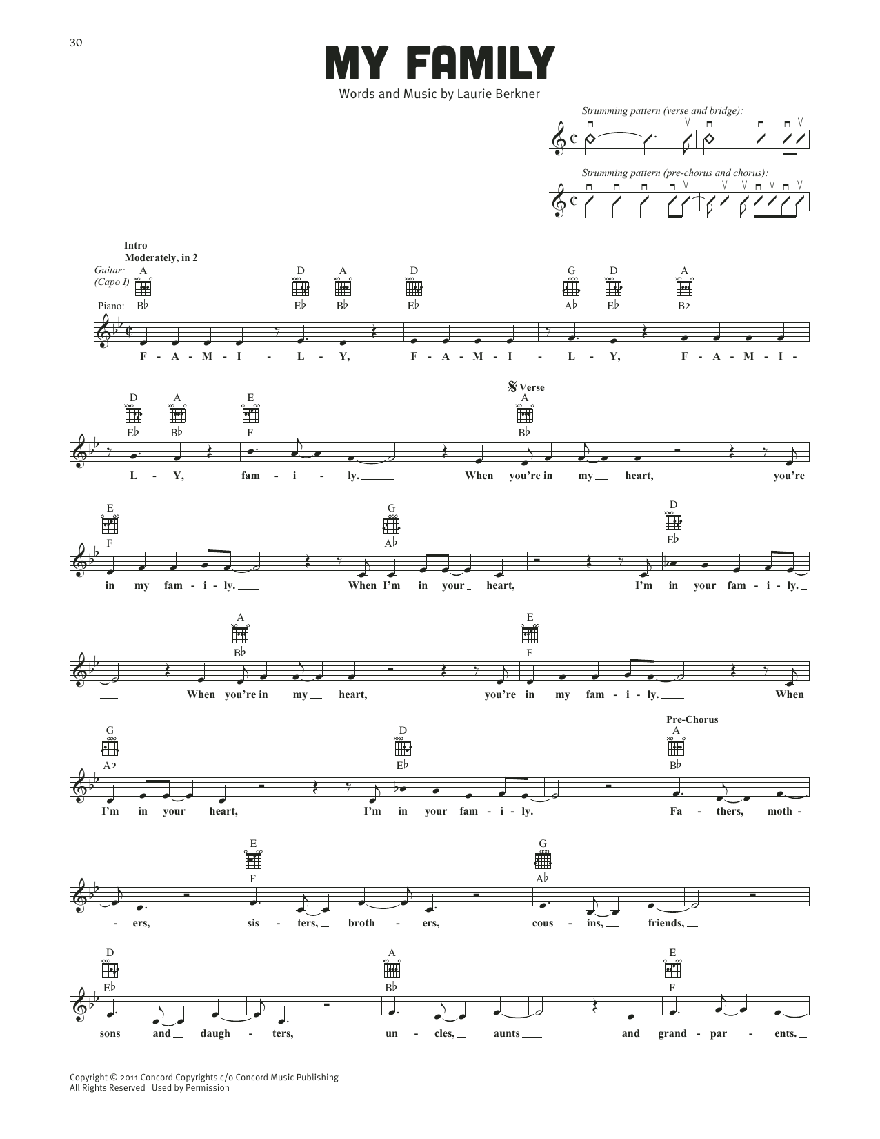 The Laurie Berkner Band My Family sheet music notes and chords arranged for Lead Sheet / Fake Book