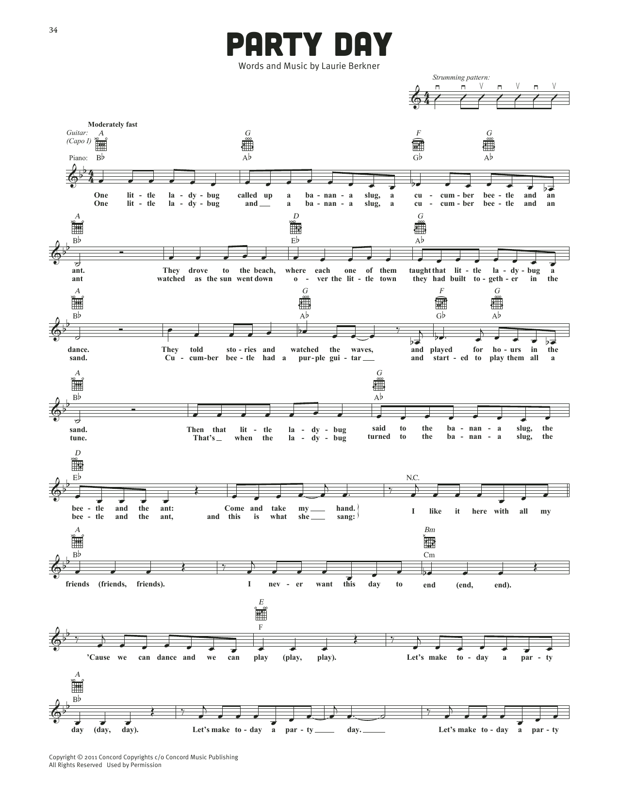 The Laurie Berkner Band Party Day sheet music notes and chords arranged for Lead Sheet / Fake Book