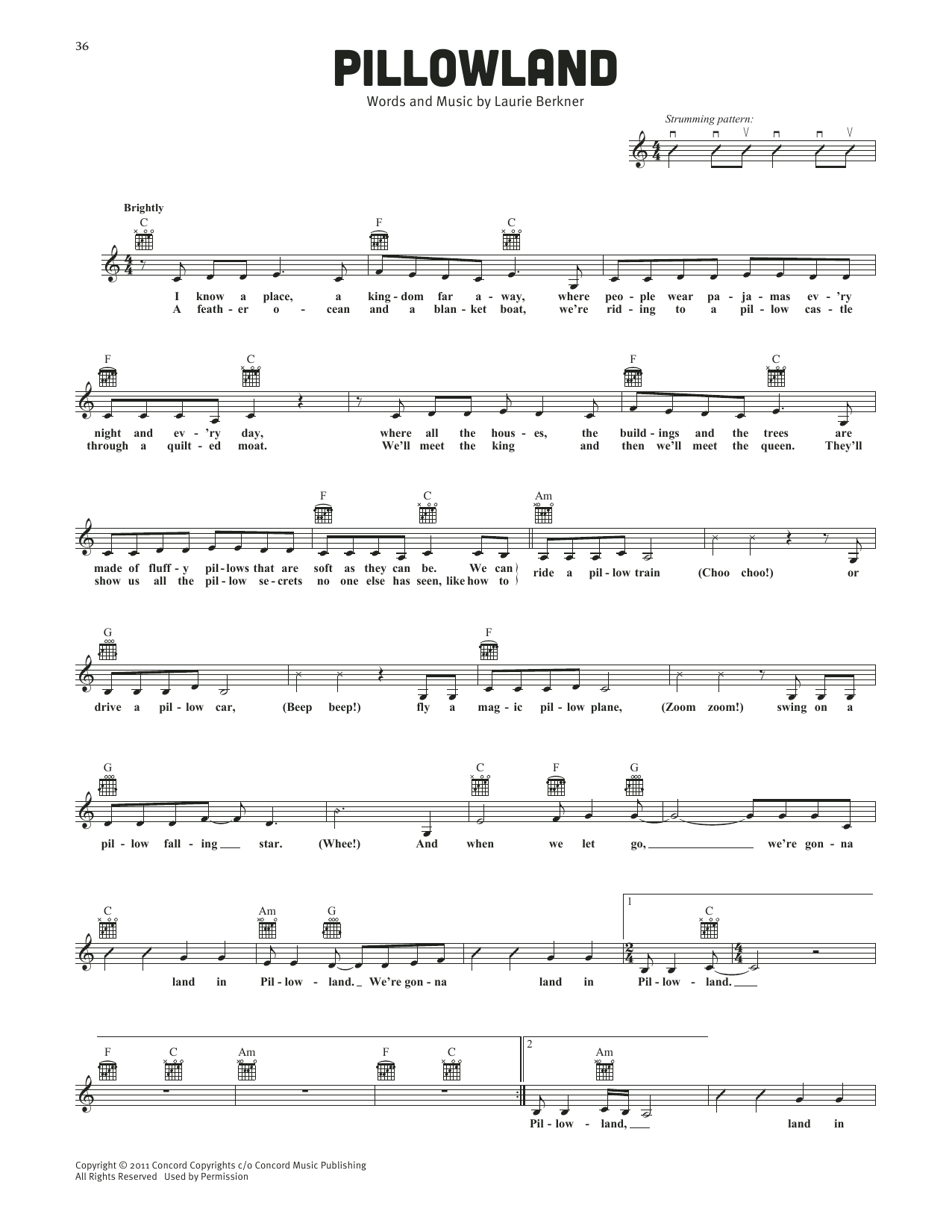 The Laurie Berkner Band Pillowland sheet music notes and chords arranged for Lead Sheet / Fake Book