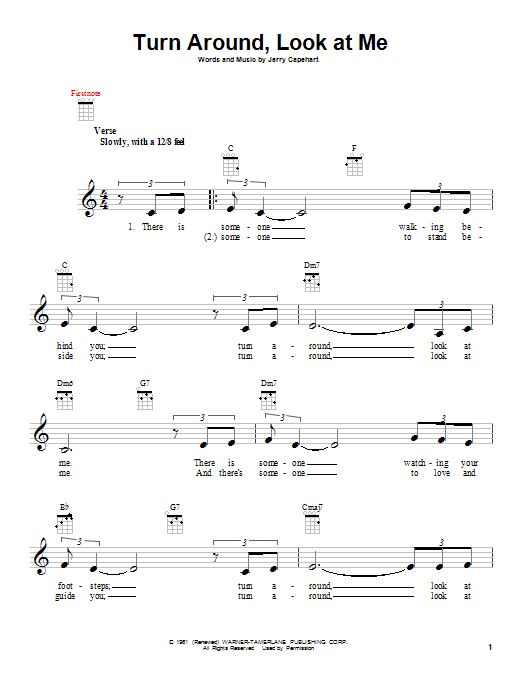 The Lettermen Turn Around, Look At Me sheet music notes and chords arranged for Ukulele
