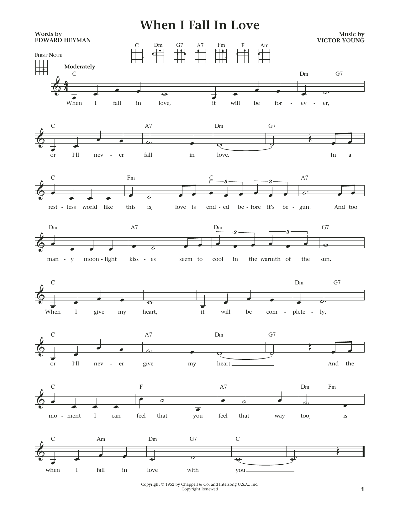 The Lettermen When I Fall In Love (from The Daily Ukulele) (arr. Liz and Jim Beloff) sheet music notes and chords arranged for Ukulele